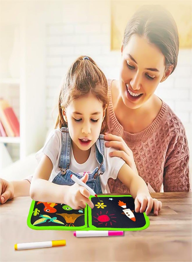 في جراسب دفتر رسم قابل للمسح من VGRASSP، 6 صفحات، للأطفال مع 3 أقلام تلوين قابلة للغسل ومناديل مبللة - لوحة طباشير قابلة لإعادة الاستخدام للأطفال الصغار ومرحلة ما قبل المدرسة - اللون حسب المتوفر - Image 4